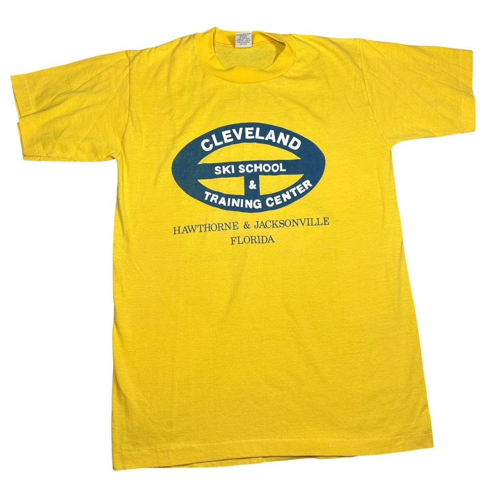 VTG 80s Sportswear Cleveland Ski School Florida T Shirt Yellow Small 50/50 USA